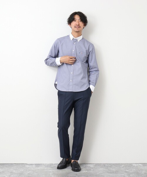 NOLLEY'S goodman（ノーリーズグッドマン）の「クジラ刺しゅう ボタンダウンシャツ（シャツ/ブラウス・メンズ・ホワイト/ブルー系その他/ライトパープル/ネイビー/ブルー/ホワイト系その他・L/M/XL/S）」の12枚目の写真