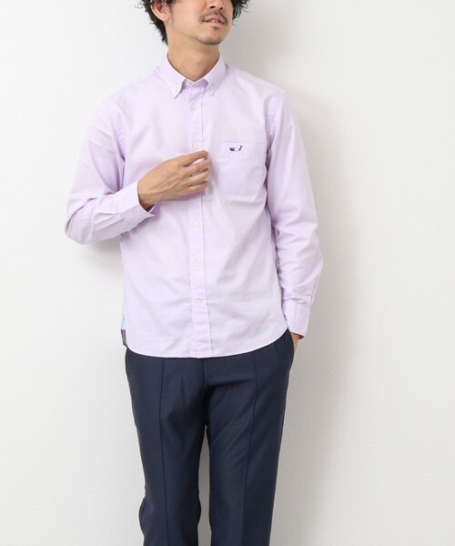 NOLLEY'S goodman（ノーリーズグッドマン）の「クジラ刺しゅう ボタンダウンシャツ（シャツ/ブラウス・メンズ・ホワイト/ブルー系その他/ライトパープル/ネイビー/ブルー/ホワイト系その他・L/M/XL/S）」の16枚目の写真