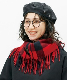Live in comfort | リブ イン コンフォート くるっと巻いて華やぎと暖かさをプラスする やわらかフリンジチェックスヌード(ネックウォーマー/スヌード)