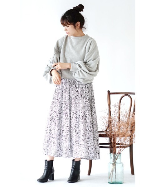 e-zakkamania stores（イーザッカマニアストアーズ）の「ダルメシアンドット 消しプリーツスカート（スカート・レディース・オフホワイト/ブラック・M）」の3枚目の写真