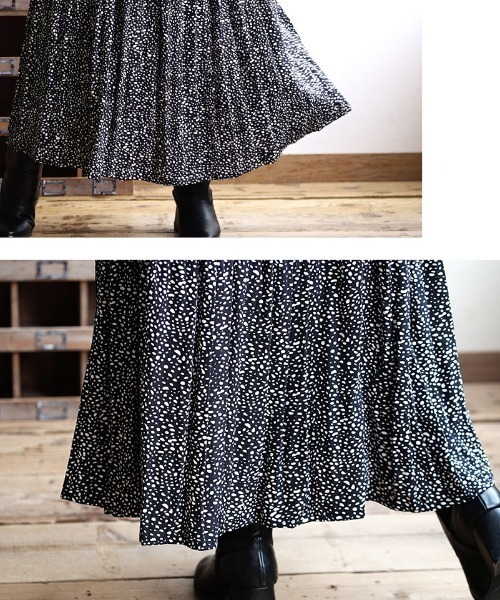 e-zakkamania stores（イーザッカマニアストアーズ）の「ダルメシアンドット 消しプリーツスカート（スカート・レディース・オフホワイト/ブラック・M）」の6枚目の写真
