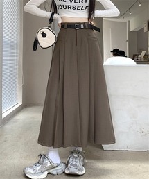 サイドプリーツロングスカート ベルト付け2点セット