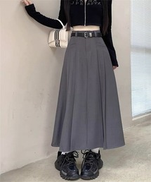 FREE STYLISTS | サイドプリーツロングスカート ベルト付け2点セット(スカート)