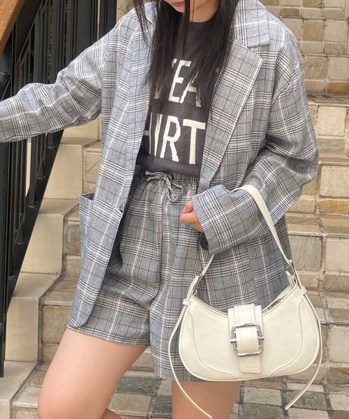 SPIGA（スピーガ）の「ｸﾞﾚﾝﾁｪｯｸｼﾞｬｹｯﾄ+ｼｮｰﾄﾊﾟﾝﾂｾｯﾄｱｯﾌﾟ（テーラード