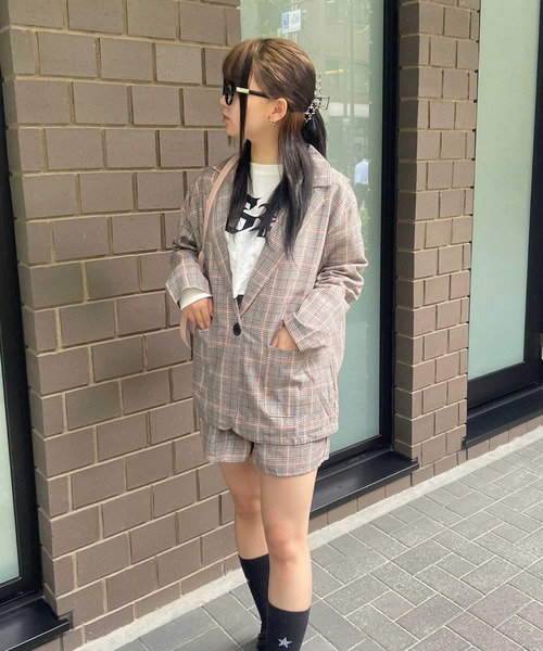 SPIGA(スピーガ)の「グレンチェックジャケット+ショートパンツセットアップ(テーラードジャケット・レディース・グレー/ベージュ・FREE)」の15枚目の写真