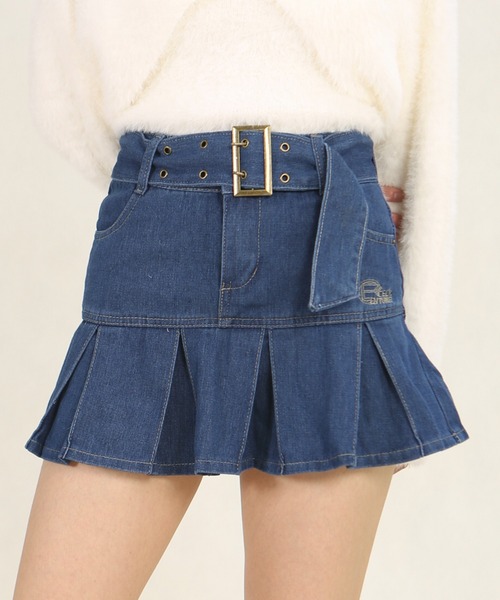 Mayree（メイリー）の「AURORIA/ベルト付きデニムミニスカートA（デニムスカート・レディース・ブルー・M/L）」の2枚目の写真
