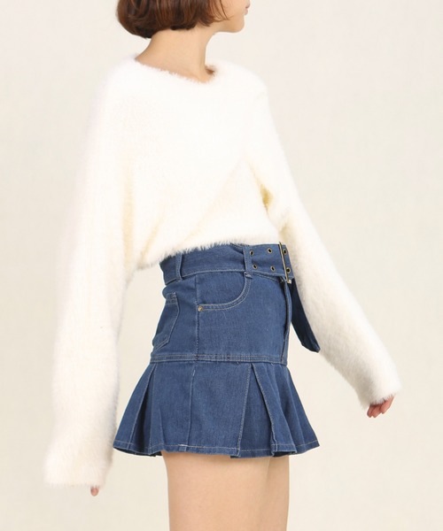 Mayree（メイリー）の「AURORIA/ベルト付きデニムミニスカートA（デニムスカート・レディース・ブルー・M/L）」の5枚目の写真