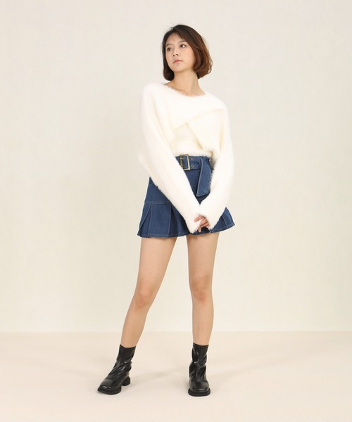 Mayree（メイリー）の「AURORIA/ベルト付きデニムミニスカートA（デニムスカート・レディース・ブルー・M/L）」の13枚目の写真