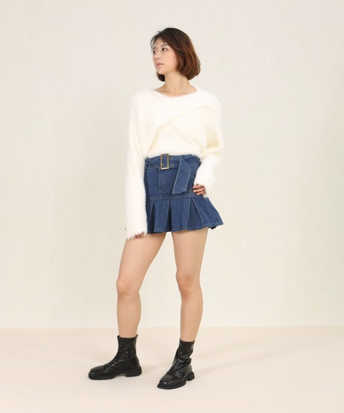 Mayree（メイリー）の「AURORIA/ベルト付きデニムミニスカートA（デニムスカート・レディース・ブルー・M/L）」の7枚目の写真