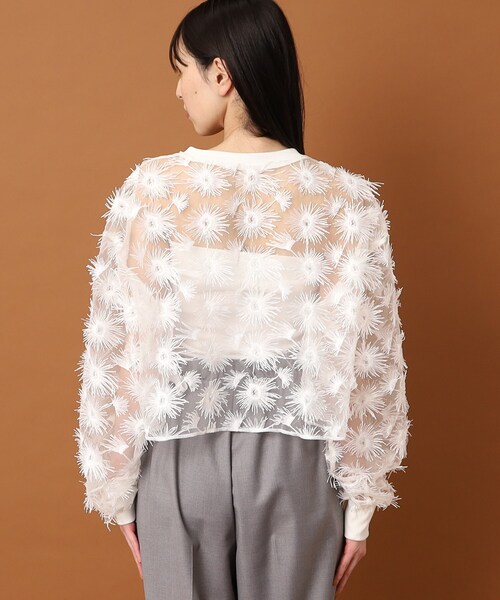 PROVOKE （プロヴォーク）の「◆provoke（プロヴォーク）【別注】チュールフラワー クロップドブラウス（シャツ/ブラウス・レディース・ブラック/ホワイト・00）」の8枚目の写真