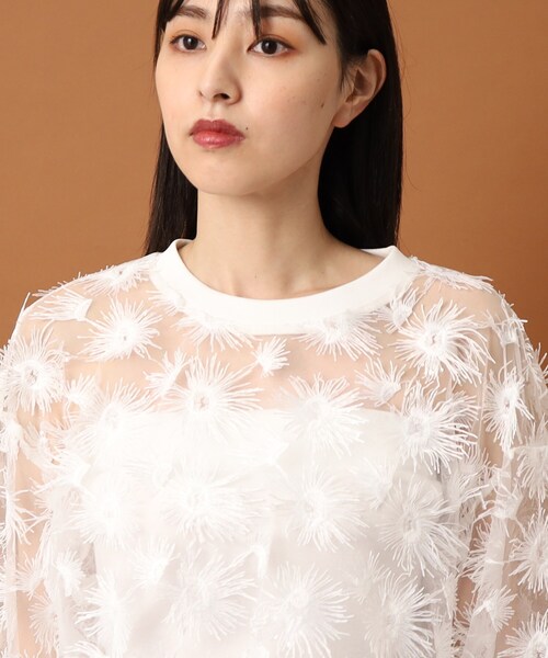 PROVOKE （プロヴォーク）の「◆provoke（プロヴォーク）【別注】チュールフラワー クロップドブラウス（シャツ/ブラウス・レディース・ブラック/ホワイト・00）」の9枚目の写真