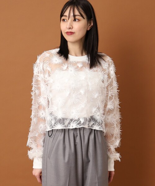 PROVOKE （プロヴォーク）の「◆provoke（プロヴォーク）【別注】チュールフラワー クロップドブラウス（シャツ/ブラウス・レディース・ブラック/ホワイト・00）」の13枚目の写真