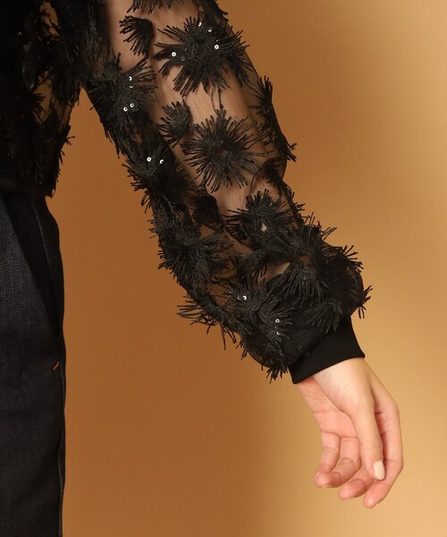 PROVOKE （プロヴォーク）の「◆provoke（プロヴォーク）【別注】チュールフラワー クロップドブラウス（シャツ/ブラウス・レディース・ブラック/ホワイト・00）」の17枚目の写真