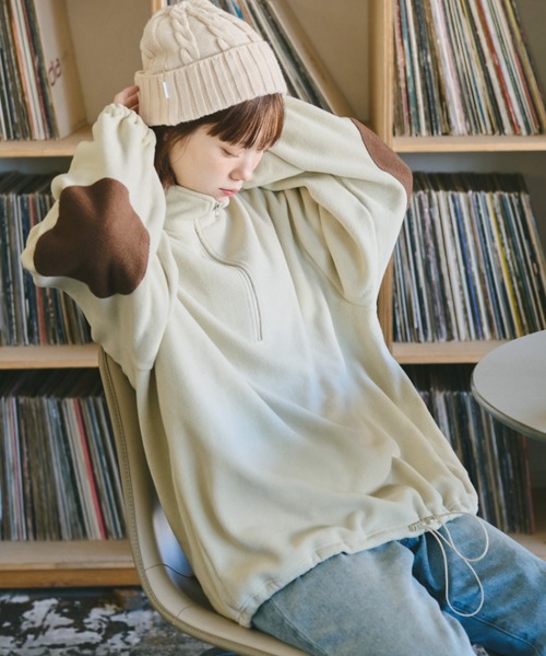 unclip（アンクリップ）の「ハーフZIPフリーストップス（スウェット・レディース・ベージュ/ネイビー・FREE）」の18枚目の写真