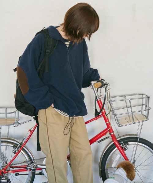 unclip（アンクリップ）の「ハーフZIPフリーストップス（スウェット・レディース・ベージュ/ネイビー・FREE）」の11枚目の写真