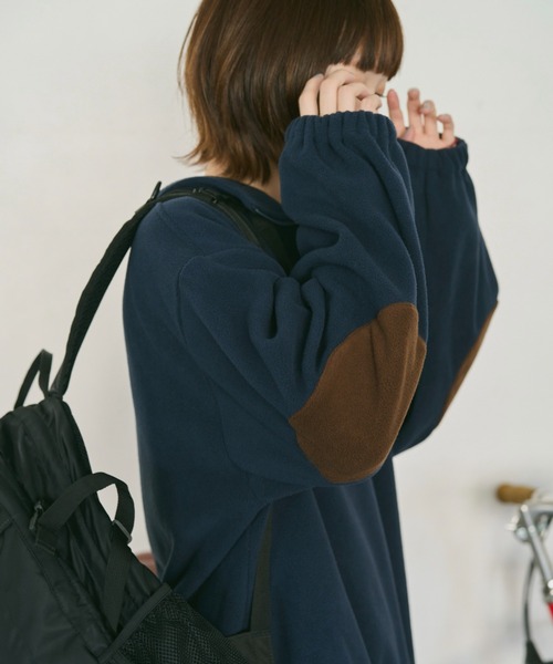 unclip（アンクリップ）の「ハーフZIPフリーストップス（スウェット・レディース・ベージュ/ネイビー・FREE）」の8枚目の写真