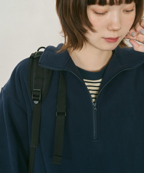 unclip（アンクリップ）の「ハーフZIPフリーストップス（スウェット・レディース・ベージュ/ネイビー・FREE）」の15枚目の写真