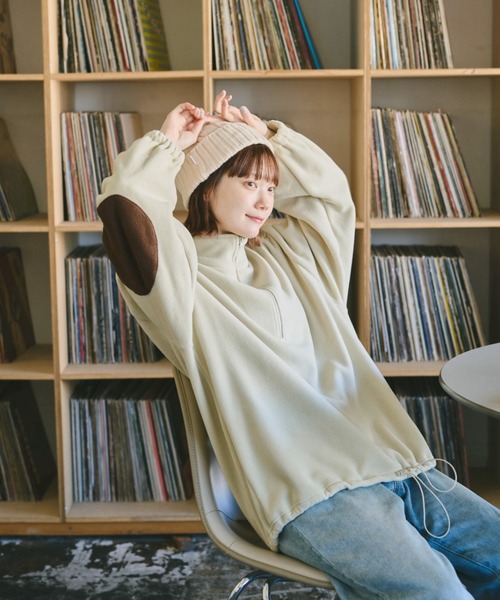 unclip（アンクリップ）の「ハーフZIPフリーストップス（スウェット・レディース・ベージュ/ネイビー・FREE）」の19枚目の写真