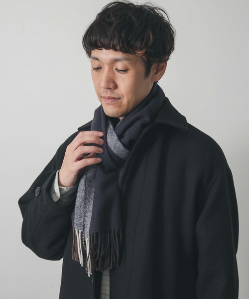 URBAN RESEARCH DOORS(アーバンリサーチドアーズ)の「LIFE STYLE TAILOR サイドラインウールマフラー(マフラー・メンズ・ブラウン/ネイビー/チャコールグレー/グリーン・-)」の17枚目の写真