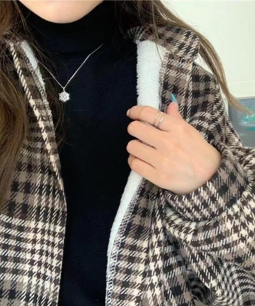 Achic(アシック)の「裏起毛チェックシャツ(シャツ/ブラウス・レディース・ブラウン/ブルー・M)」の14枚目の写真