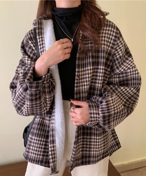 Achic(アシック)の「裏起毛チェックシャツ(シャツ/ブラウス・レディース・ブラウン/ブルー・M)」の19枚目の写真
