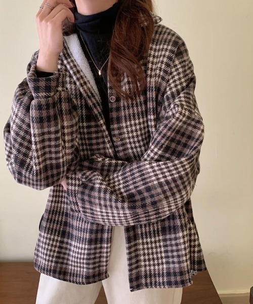 Achic(アシック)の「裏起毛チェックシャツ(シャツ/ブラウス・レディース・ブラウン/ブルー・M)」の22枚目の写真