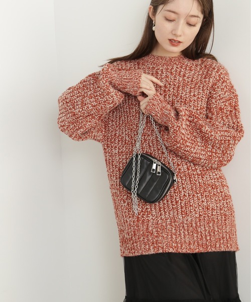 N.(N. Natural Beauty Basic)(エヌエヌナチュラルビューティーベーシック)の「◆ローゲージメランジニット(ニット/セーター・レディース・ブラック系その他/オレンジ系その他・MEDIUM)」の2枚目の写真