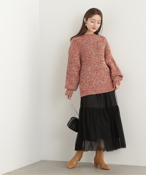 N.(N. Natural Beauty Basic)(エヌエヌナチュラルビューティーベーシック)の「◆ローゲージメランジニット(ニット/セーター・レディース・ブラック系その他/オレンジ系その他・MEDIUM)」の18枚目の写真