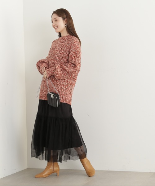 N.(N. Natural Beauty Basic)(エヌエヌナチュラルビューティーベーシック)の「◆ローゲージメランジニット(ニット/セーター・レディース・ブラック系その他/オレンジ系その他・MEDIUM)」の4枚目の写真