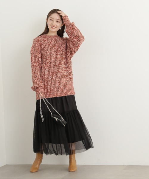 N.(N. Natural Beauty Basic)(エヌエヌナチュラルビューティーベーシック)の「◆ローゲージメランジニット(ニット/セーター・レディース・ブラック系その他/オレンジ系その他・MEDIUM)」の20枚目の写真