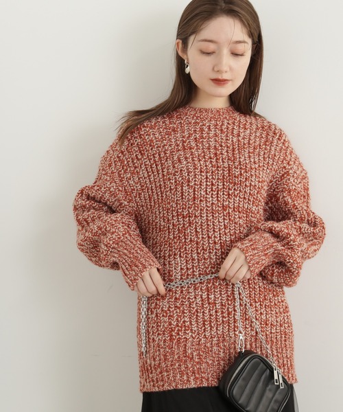 N.(N. Natural Beauty Basic)(エヌエヌナチュラルビューティーベーシック)の「◆ローゲージメランジニット(ニット/セーター・レディース・ブラック系その他/オレンジ系その他・MEDIUM)」の7枚目の写真
