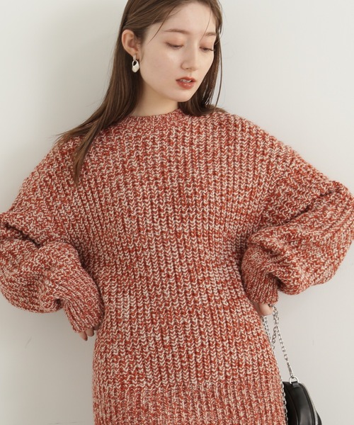 N.(N. Natural Beauty Basic)(エヌエヌナチュラルビューティーベーシック)の「◆ローゲージメランジニット(ニット/セーター・レディース・ブラック系その他/オレンジ系その他・MEDIUM)」の16枚目の写真