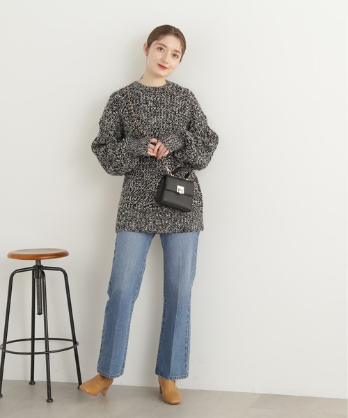 N.(N. Natural Beauty Basic)(エヌエヌナチュラルビューティーベーシック)の「◆ローゲージメランジニット(ニット/セーター・レディース・ブラック系その他/オレンジ系その他・MEDIUM)」の8枚目の写真