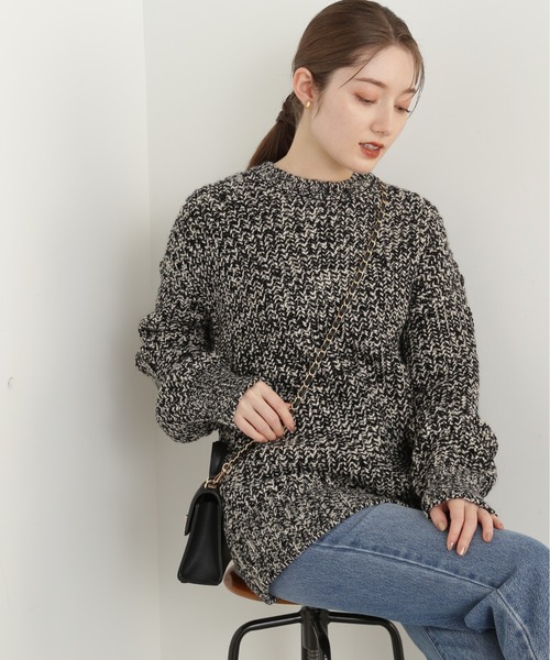 N.(N. Natural Beauty Basic)(エヌエヌナチュラルビューティーベーシック)の「◆ローゲージメランジニット(ニット/セーター・レディース・ブラック系その他/オレンジ系その他・MEDIUM)」の12枚目の写真
