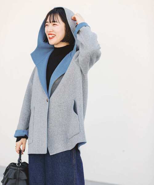 ITEMS URBANRESEARCH(アイテムズ アーバンリサーチ)の「リバーフードジャケット(その他アウター・レディース・チャコールグレー/グレー系その他・FREE)」の12枚目の写真