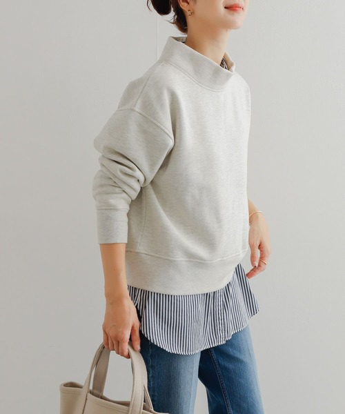 URBAN RESEARCH DOORS（アーバンリサーチドアーズ）の「『UR GREEN』裏起毛ボトルネックプルオーバー（Tシャツ/カットソー・レディース・チャコールグレー/グレー/モカ・MEDIUM）」の2枚目の写真