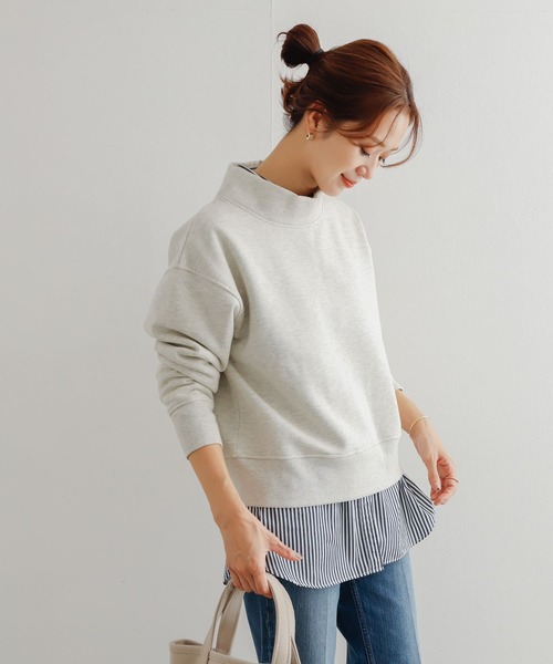 URBAN RESEARCH DOORS（アーバンリサーチドアーズ）の「『UR GREEN』裏起毛ボトルネックプルオーバー（Tシャツ/カットソー・レディース・チャコールグレー/グレー/モカ・MEDIUM）」の4枚目の写真