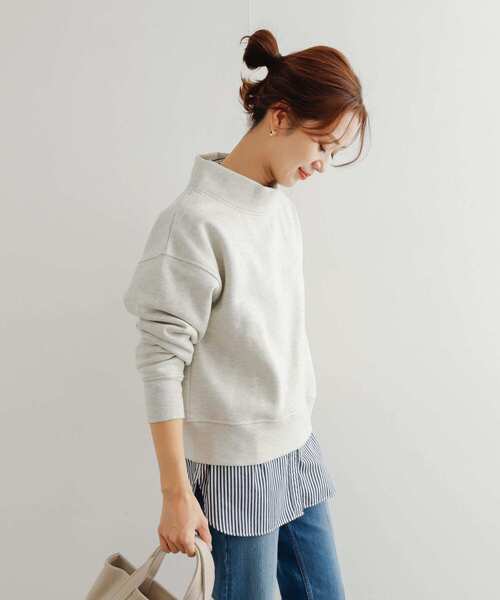 URBAN RESEARCH DOORS（アーバンリサーチドアーズ）の「『UR GREEN』裏起毛ボトルネックプルオーバー（Tシャツ/カットソー・レディース・チャコールグレー/グレー/モカ・MEDIUM）」の5枚目の写真