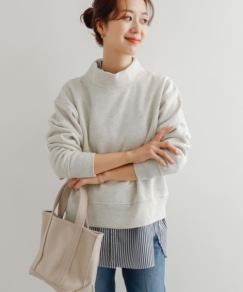 URBAN RESEARCH DOORS（アーバンリサーチドアーズ）の「『UR GREEN』裏起毛ボトルネックプルオーバー（Tシャツ/カットソー・レディース・チャコールグレー/グレー/モカ・MEDIUM）」の13枚目の写真