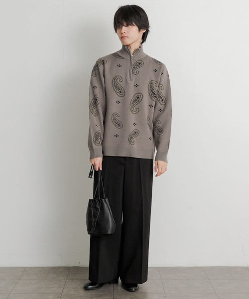 SENSE OF PLACE by URBAN RESEARCH（センスオブプレイスバイアーバンリサーチ）の「ストレッチペイズリーハーフZIPセーター（ニット/セーター・メンズ・チャコールグレー/ネイビー/ベージュ・LARGE/MEDIUM）」の8枚目の写真