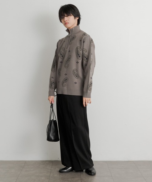 SENSE OF PLACE by URBAN RESEARCH（センスオブプレイスバイアーバンリサーチ）の「ストレッチペイズリーハーフZIPセーター（ニット/セーター・メンズ・チャコールグレー/ネイビー/ベージュ・LARGE/MEDIUM）」の10枚目の写真