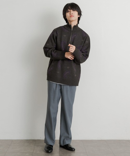 SENSE OF PLACE by URBAN RESEARCH（センスオブプレイスバイアーバンリサーチ）の「ストレッチペイズリーハーフZIPセーター（ニット/セーター・メンズ・チャコールグレー/ネイビー/ベージュ・LARGE/MEDIUM）」の15枚目の写真