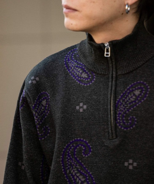 SENSE OF PLACE by URBAN RESEARCH（センスオブプレイスバイアーバンリサーチ）の「ストレッチペイズリーハーフZIPセーター（ニット/セーター・メンズ・チャコールグレー/ネイビー/ベージュ・LARGE/MEDIUM）」の18枚目の写真