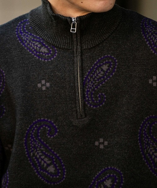 SENSE OF PLACE by URBAN RESEARCH（センスオブプレイスバイアーバンリサーチ）の「ストレッチペイズリーハーフZIPセーター（ニット/セーター・メンズ・チャコールグレー/ネイビー/ベージュ・LARGE/MEDIUM）」の19枚目の写真