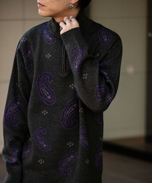 SENSE OF PLACE by URBAN RESEARCH（センスオブプレイスバイアーバンリサーチ）の「ストレッチペイズリーハーフZIPセーター（ニット/セーター・メンズ・チャコールグレー/ネイビー/ベージュ・LARGE/MEDIUM）」の21枚目の写真