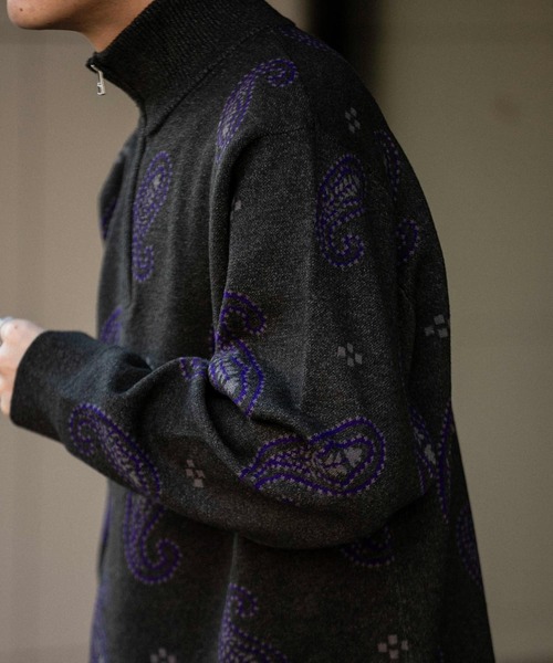 SENSE OF PLACE by URBAN RESEARCH（センスオブプレイスバイアーバンリサーチ）の「ストレッチペイズリーハーフZIPセーター（ニット/セーター・メンズ・チャコールグレー/ネイビー/ベージュ・LARGE/MEDIUM）」の22枚目の写真