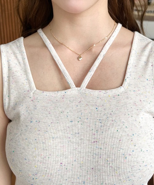 moment+(モーメントプラス)の「【累計販売枚数1万枚突破!】T/Cカットテレコリブ&カラーネップテレコリブスクエアホルタータンクトップ(タンクトップ・レディース・チャコールグレー/ベージュ系その他/オートミール/アイボリー/ブラック/オフホワイト/ナチュラル/ホワイト系その他/モカ・L/M)」の10枚目の写真