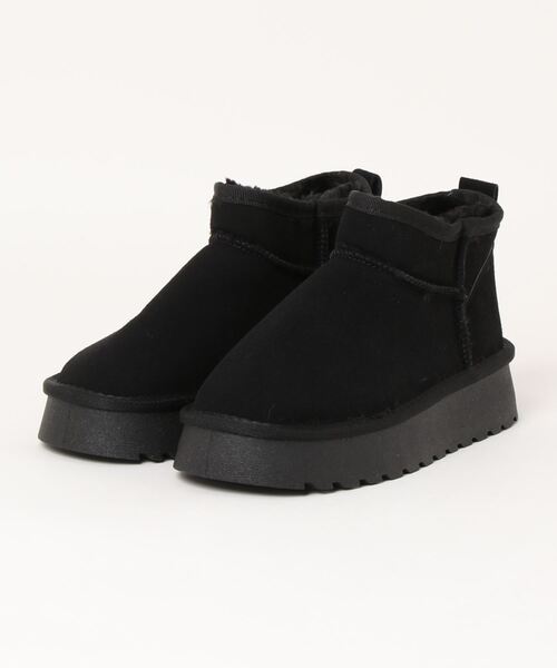 STYLEBLOCK(スタイルブロック)の「ムートン風厚底ショートブーツ(ブーツ・レディース・ブラウン/オリーブ/ブラック・40/39/41/37/38)」の4枚目の写真