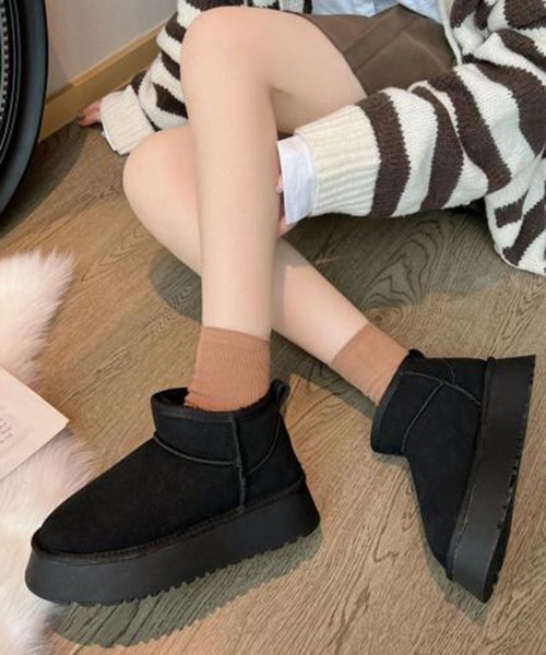 STYLEBLOCK(スタイルブロック)の「ムートン風厚底ショートブーツ(ブーツ・レディース・ブラウン/オリーブ/ブラック・40/39/41/37/38)」の7枚目の写真
