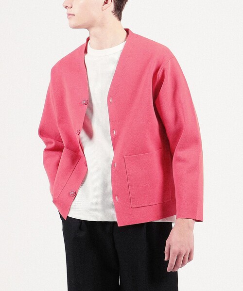 セール】コットンポリエステルミラノリブ Vネックカーディガン